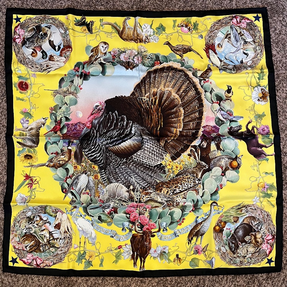 Mint Rare Hermes Kermit Oliver 2005 Silk Scarf